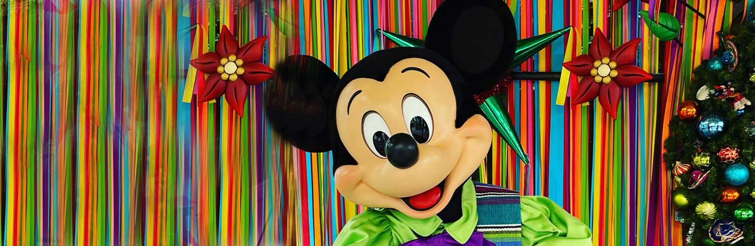 Mickey Mouse with outline border and drop background altered to have the same patterned background and sized down just showing portrait head shot